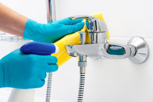 Harold Hill carpet cleaner wearing PPE while working